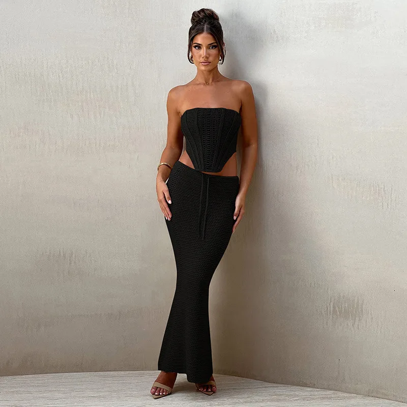 Женский летний комплект из 2 предметов облегающее трикотажное вечернее платье
