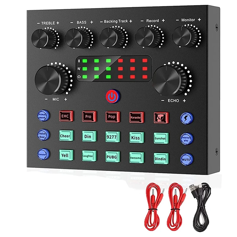 

Внешняя звуковая карта V8S с функцией изменения голоса, звуковая карта с несколькими звуковыми эффектами для записи в реальном времени, дома...