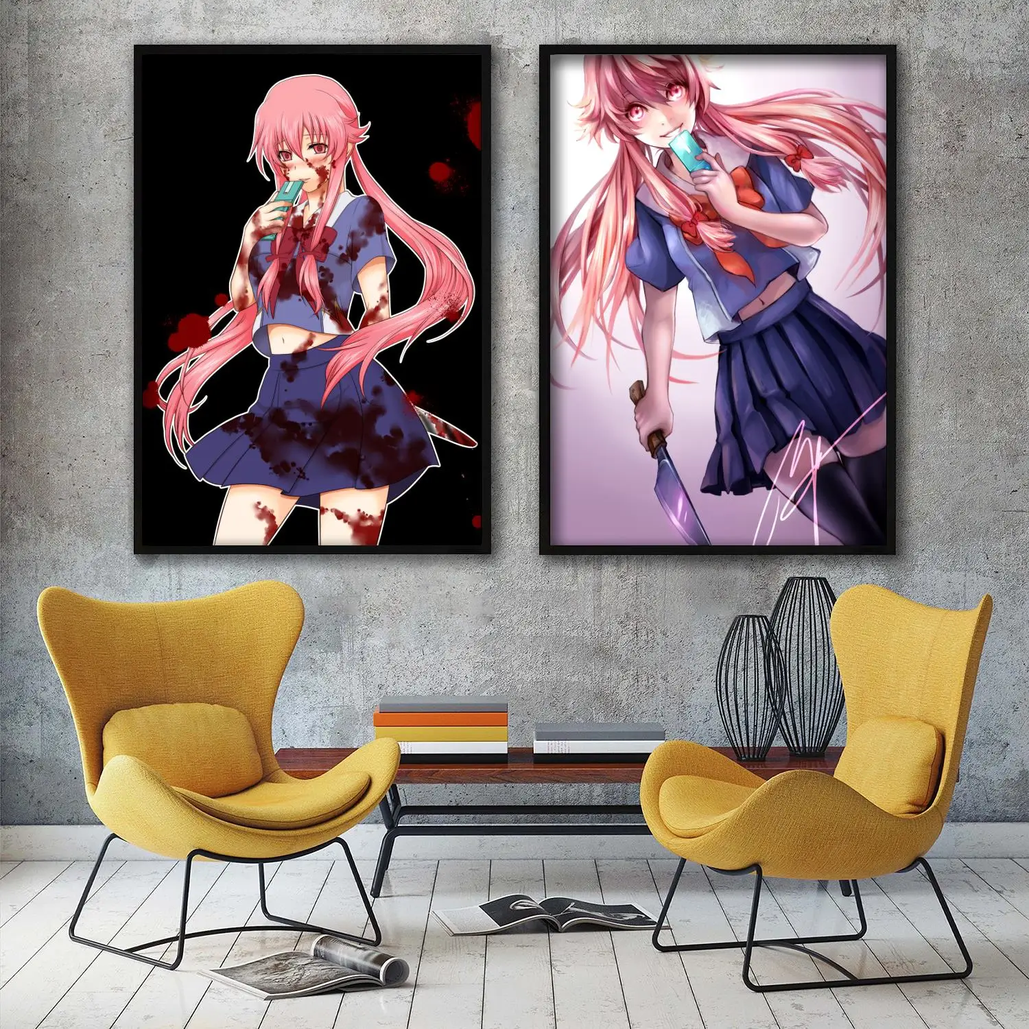

mirai nikki s2 cartoon Decorative Painting Canvas 24x36 Poster Wall Art Living Room Posters Bedroom Painting