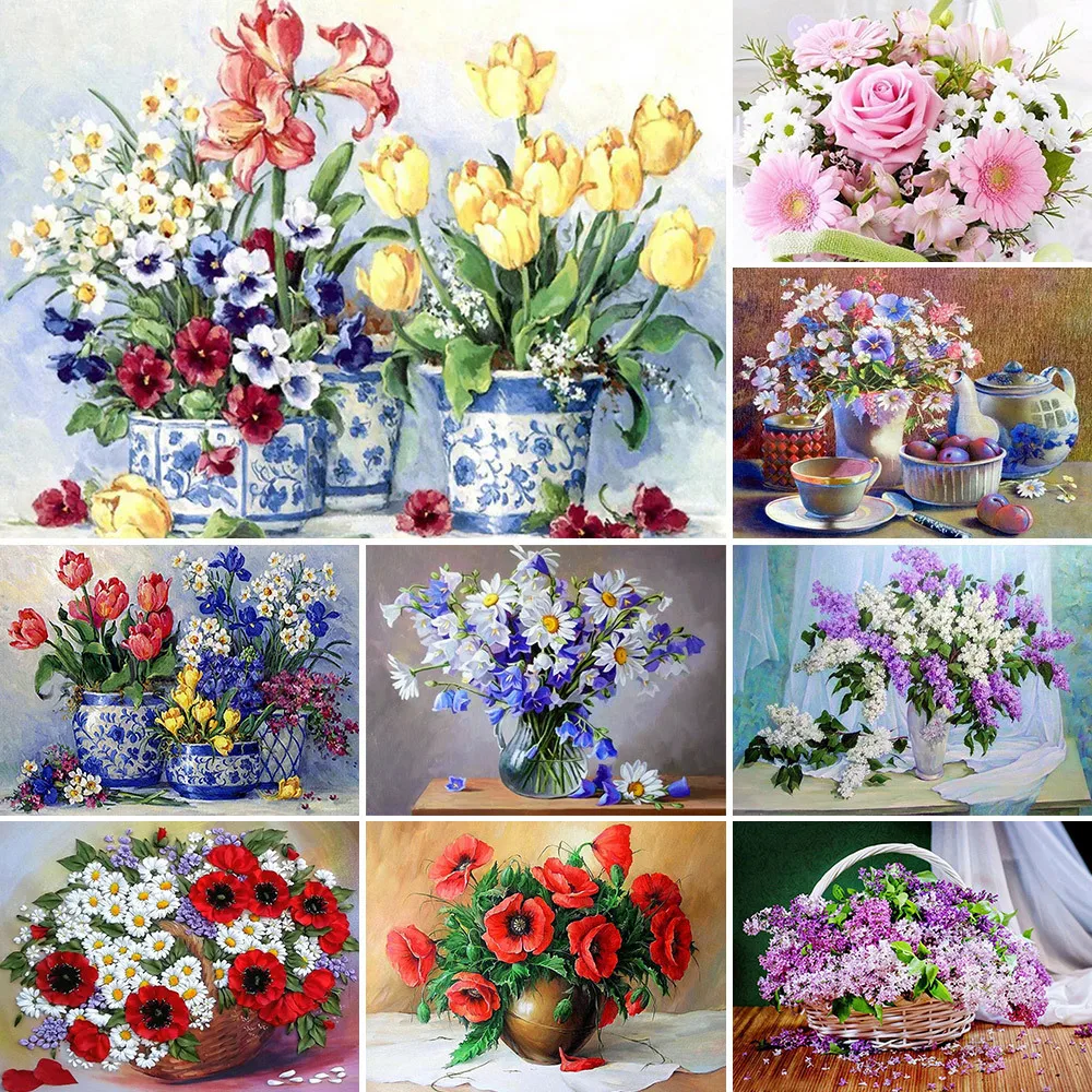 

Набор для рукоделия, тканевая вышивка крестом, с изображением цветов, для домашнего декора