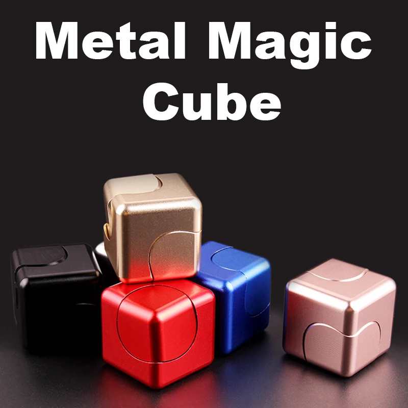 

Fidget Spinner Metal Magic Cubes Fingertip Toys Desktop Square Spinning Tops Children Gyro Adults Stress Relief Gifts for Kids