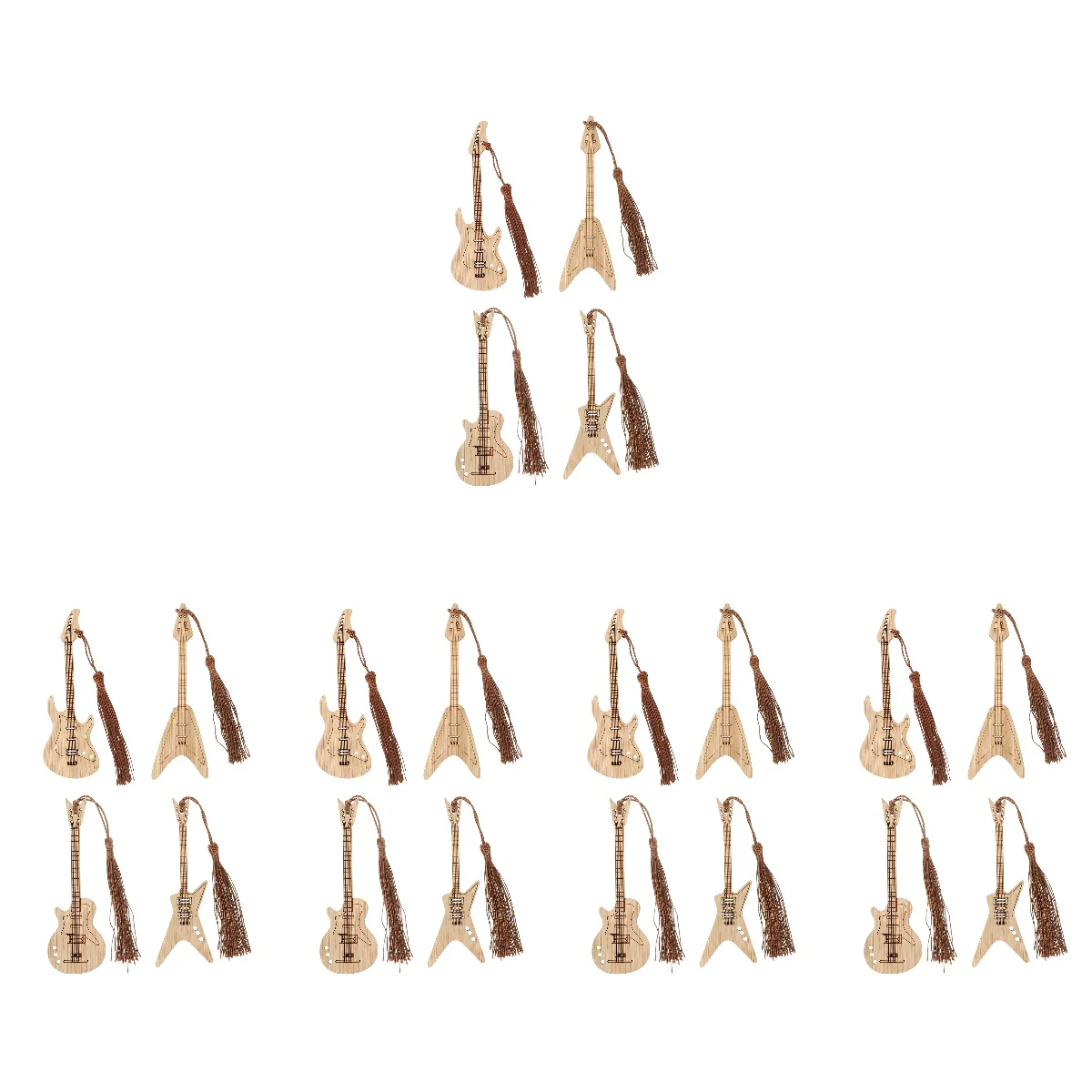 

20 pcs Creative Guitar Book with Tassel Mark Bamboo Book Marks Students Gifts