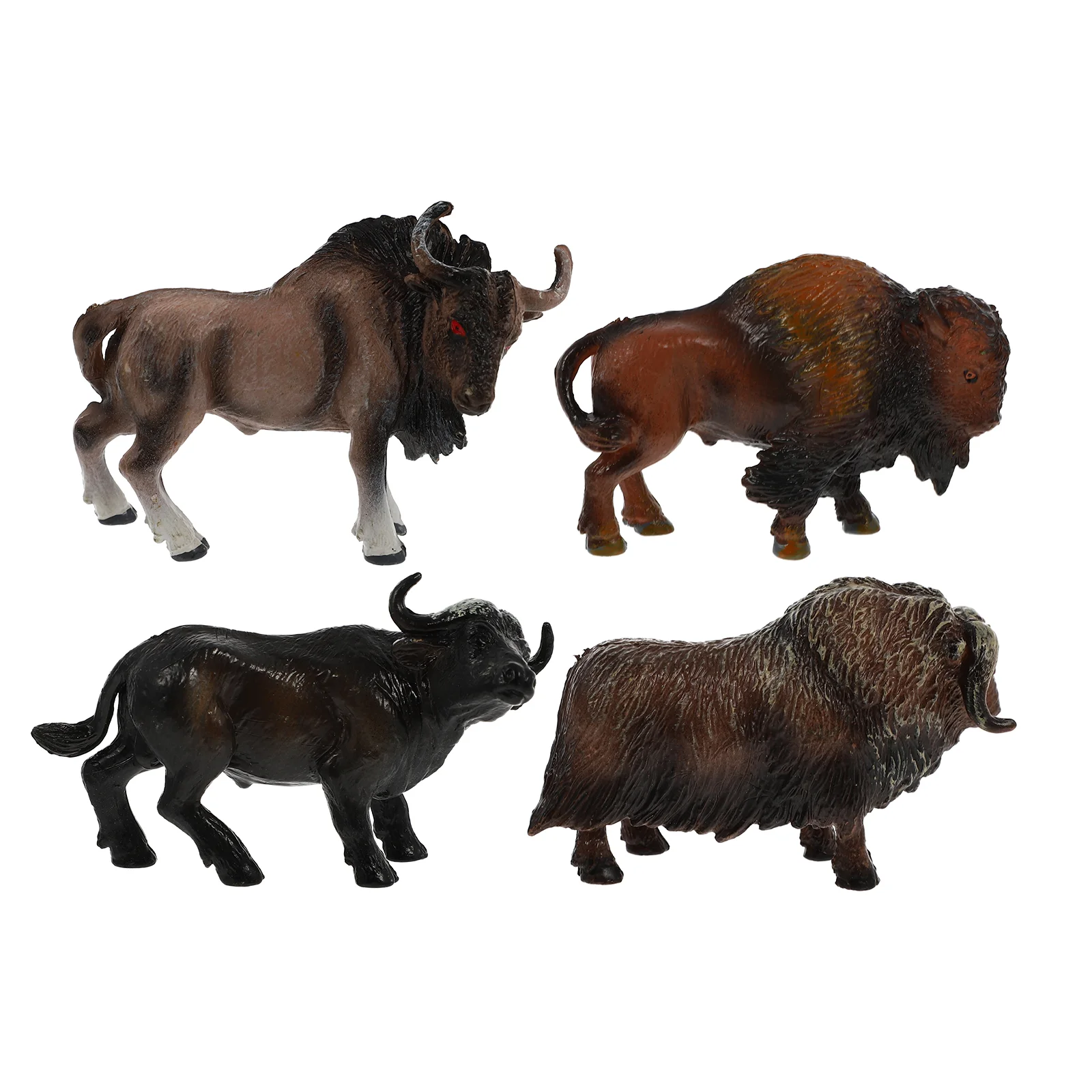 

4 Pcs Simulation Yak Model Children Toy Animals Toys Suit Cow Cake Decorations