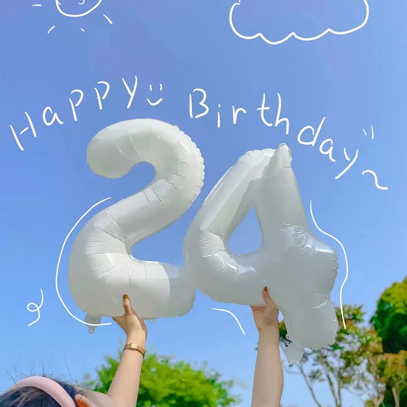 

32inch White Number Balloons Large Aluminum Foil Balloons Wedding Birthday Party Decoration Anniversary Ornaments