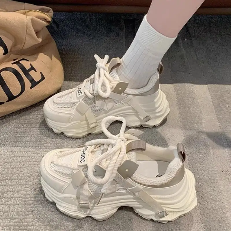 Женские массивные кроссовки 2024 Весенняя дышащая сетчатая спортивная обувь на