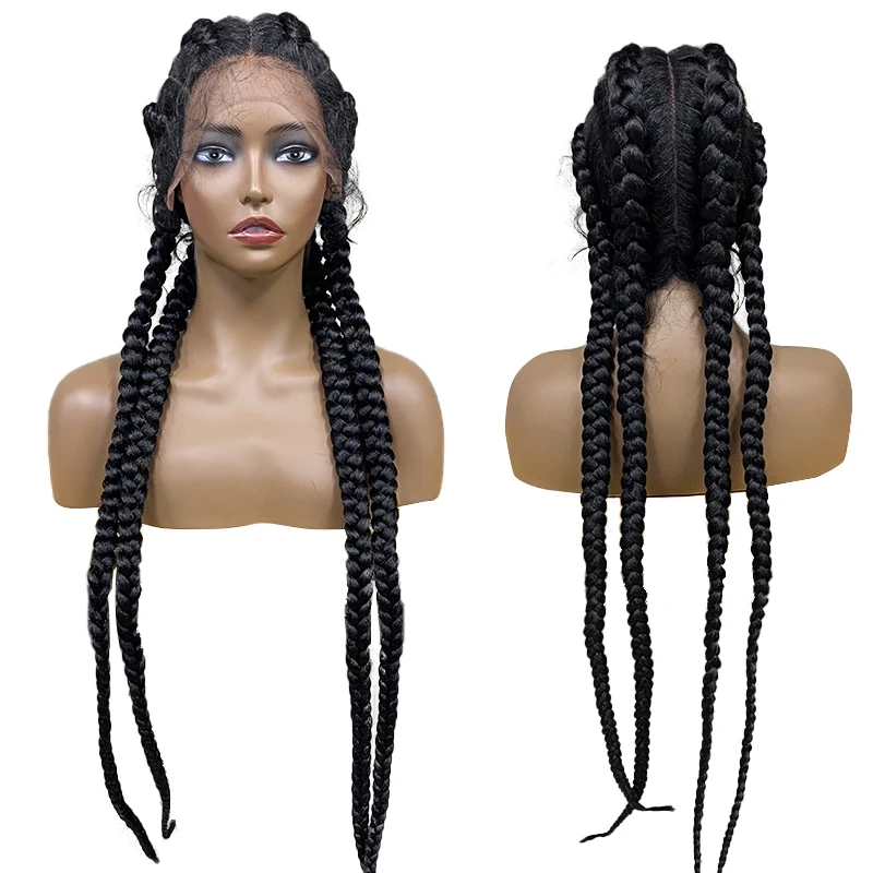 Synthetic Braid Lace Front Wigs With Baby Hair Cornrow Box Braided Twist For Women Black Braided Lace Wig Braids Wig