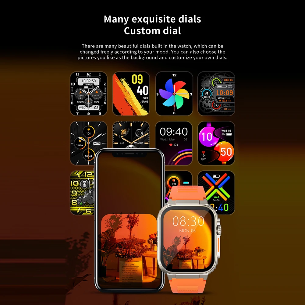 

Smart Watch Heart Rate Health Monitor Fitness Smartwatch IP68 Waterproof Bluetooth-compatible Call Multiple Sports Modes