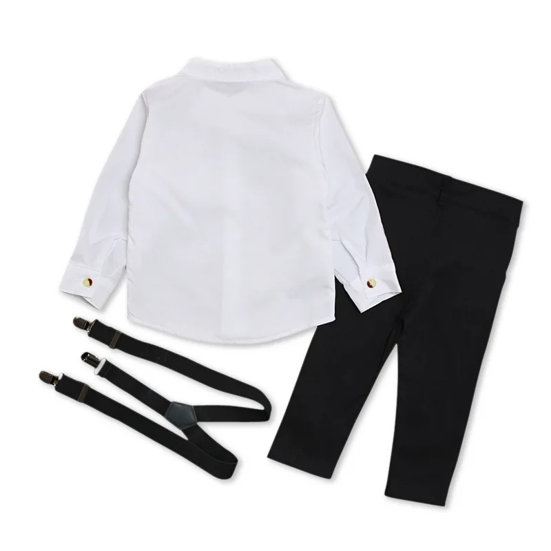 

3Piece Spring Toddler Boys Clothes Kids Fashion Wear Gentleman Baby Suit White Shirt Pants Straps Children Clothing Sets BC1303