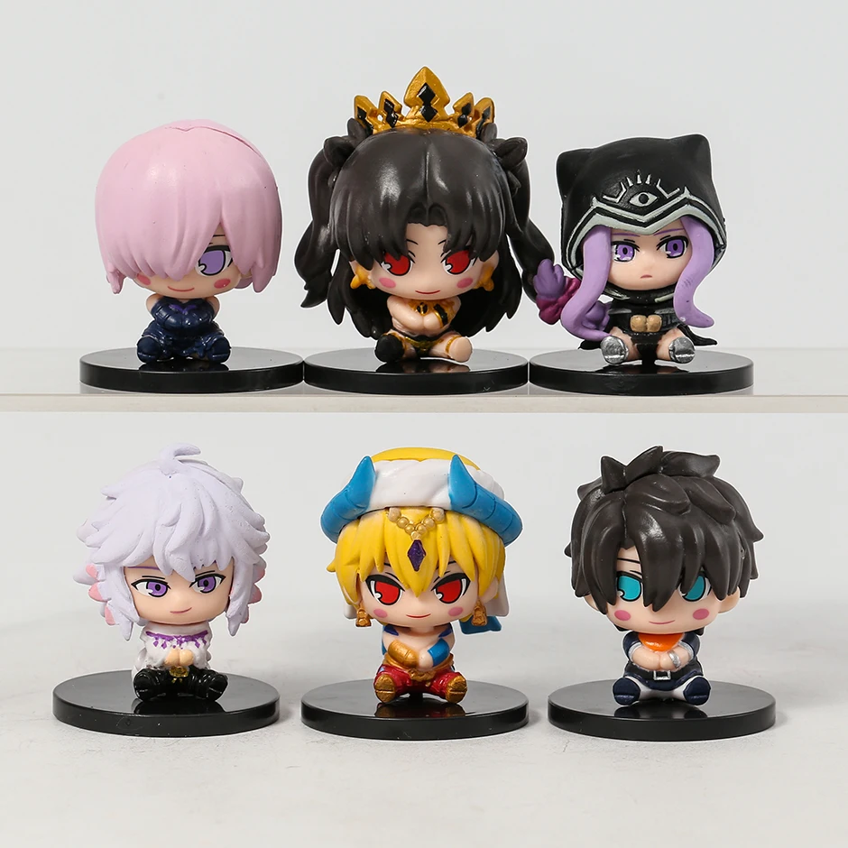 

6 шт. Q версия Fate/Grand Order Merlin Ritsuka Mash Gilgamesh коллекция фигурок из ПВХ аниме модели игрушки детские подарки
