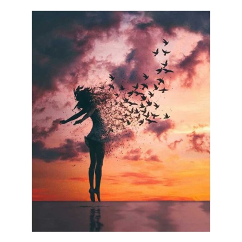 

Алмазная живопись «сделай сам», Женский пейзаж, алмазная вышивка, пейзаж, вышивка крестиком, круглая вышивка, домашний декор, подарок