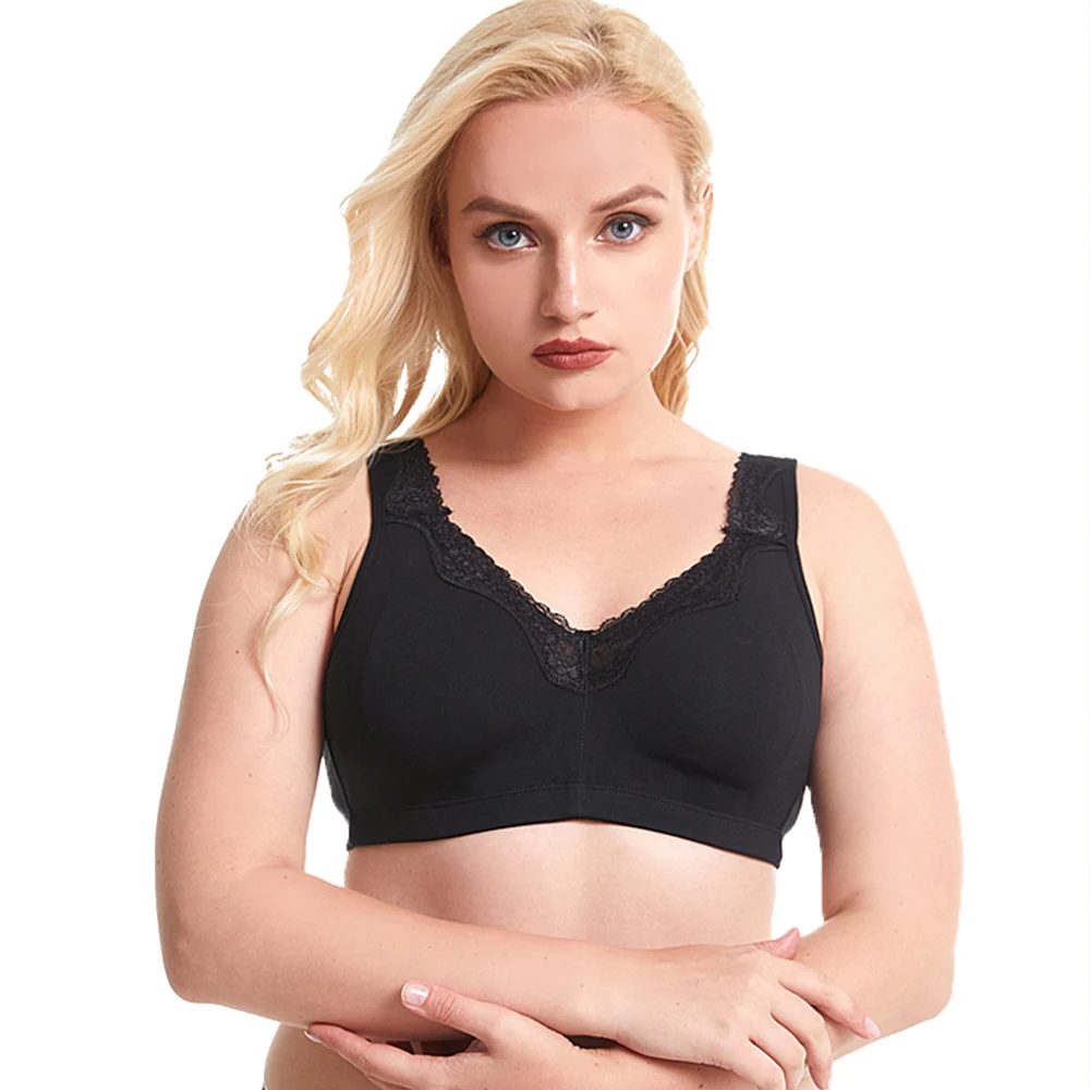 Cotton Bra Non Padded Comfort Underwear Full Large Cup Seamless Wirefree Thin Women Bras Plus Size Bras C D E F G H I