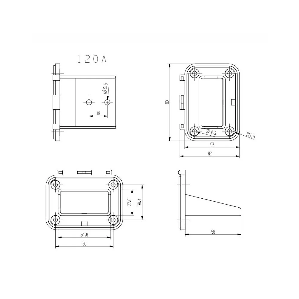 

120A FOR Anderson Plug Kit Flush Mount Bracket Panel Bracket With Cover For Caravan 2 Pins Anderson Connector Panel Mount Socket