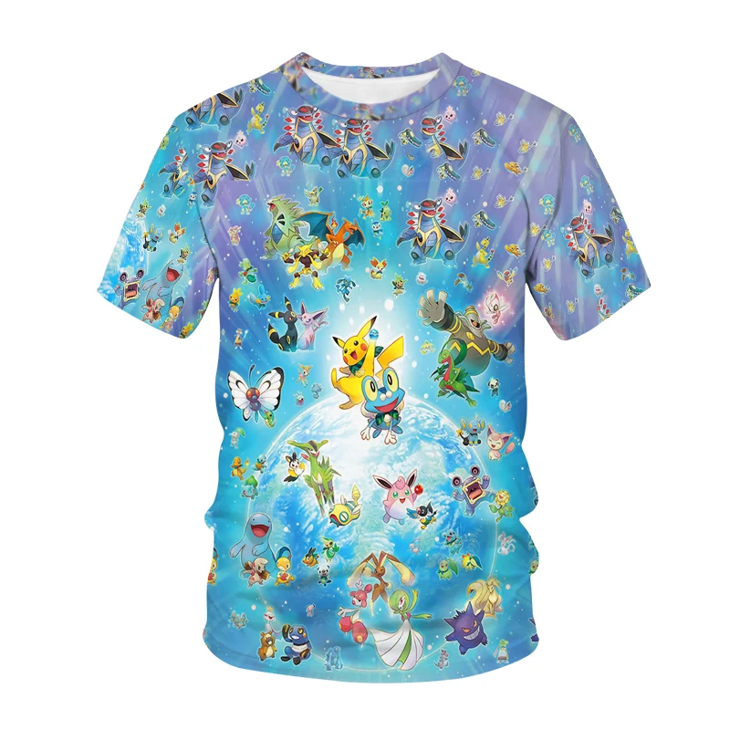 

Anime Pikachu T Shirt Children New style Kawaii Funny Cartoon 3D Print Pokemon T-shirt Boy Girl Clothing 4-14 Year Kids Tops