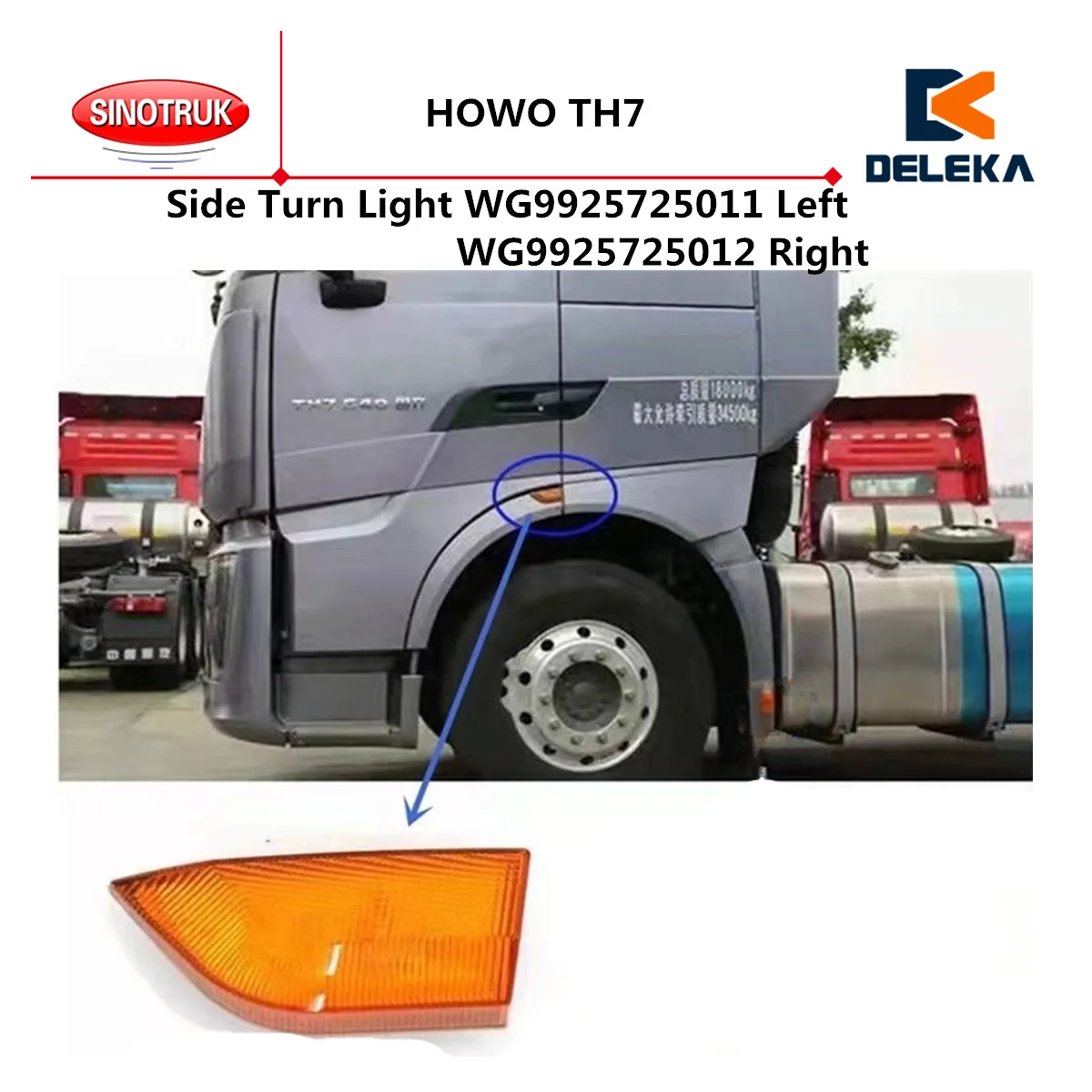 

Side Turn Light WG9925725011 Left WG9925725012 Right Used For CNHTC SINOTRUK HOWO TH7 Leaf Plate Wheel Eyebrow