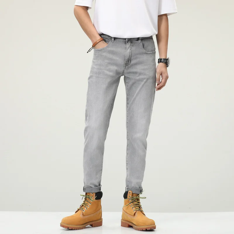 

Джинсы-Карандаш мужские с карманами, Модные узкие брюки из денима, уличная одежда, винтажные брюки-султанки из денима со средней талией, на п...