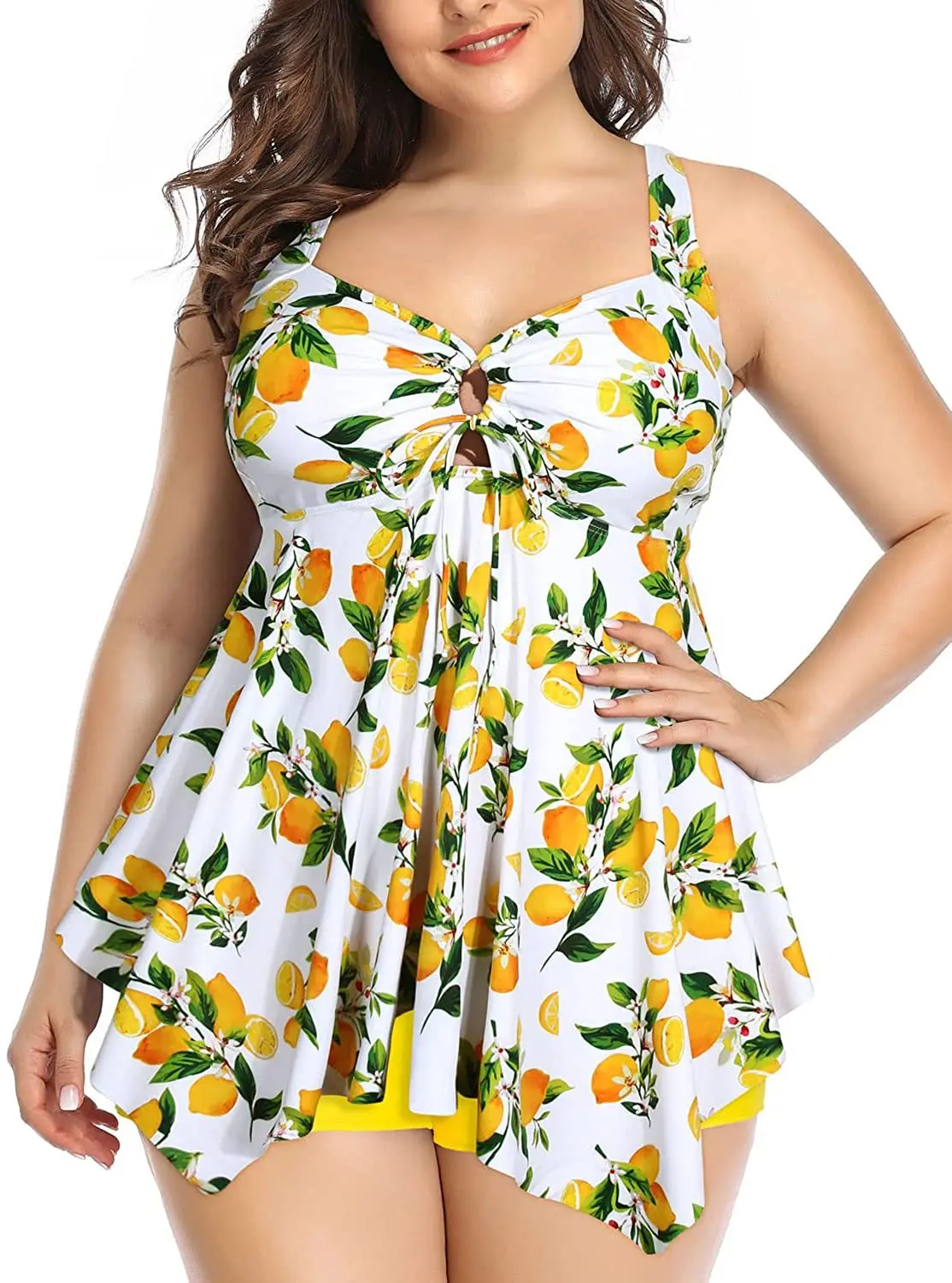 Plus Size 2 Pieces Women's Swimsuit with Shorts Control Tankini Swimwear 2023 Women Bathing Suit