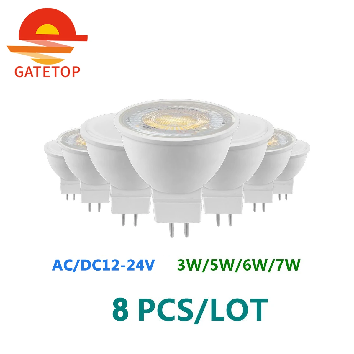 

8PCS AC/DC12V-24V Spot Foco MR16 3W-7W Warm White Day Light LED Light Lamp For Home Decoration Replace 50W Halogen Spotlight