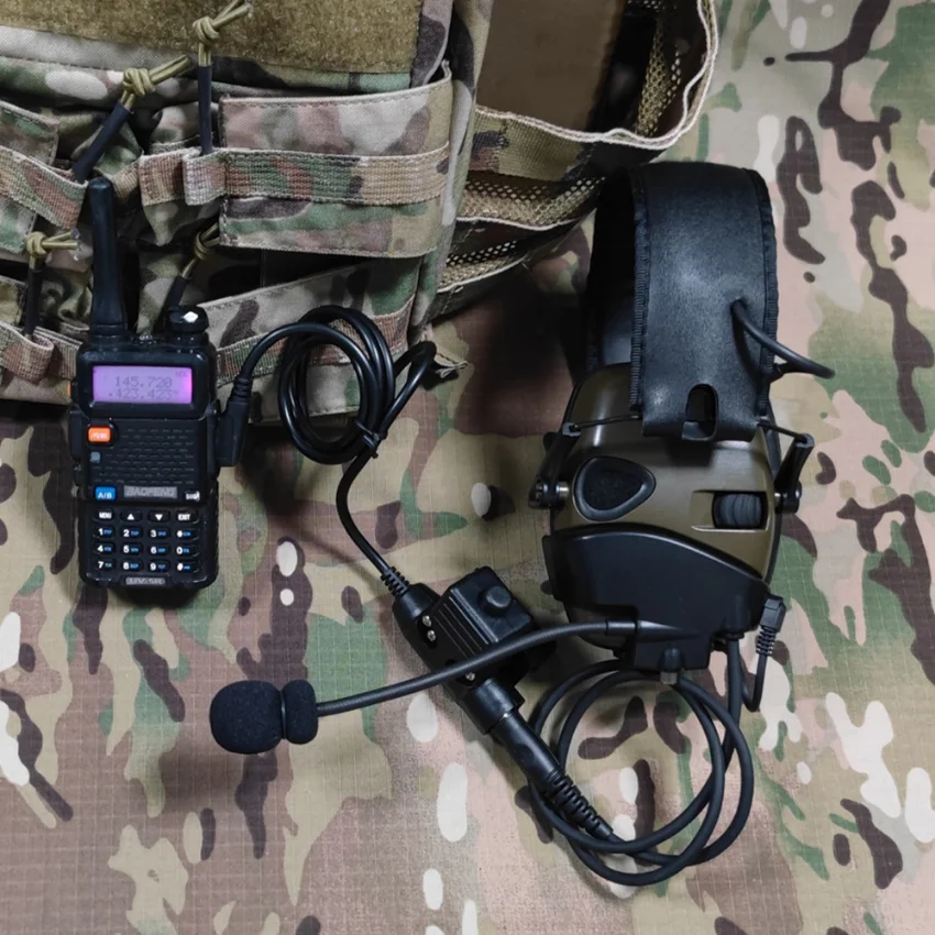 Tactical Headset and Electronic Shooting Earmuffs Adapter Mic Kit for noise Headset Hearing Protection Shooting Tactical Headset