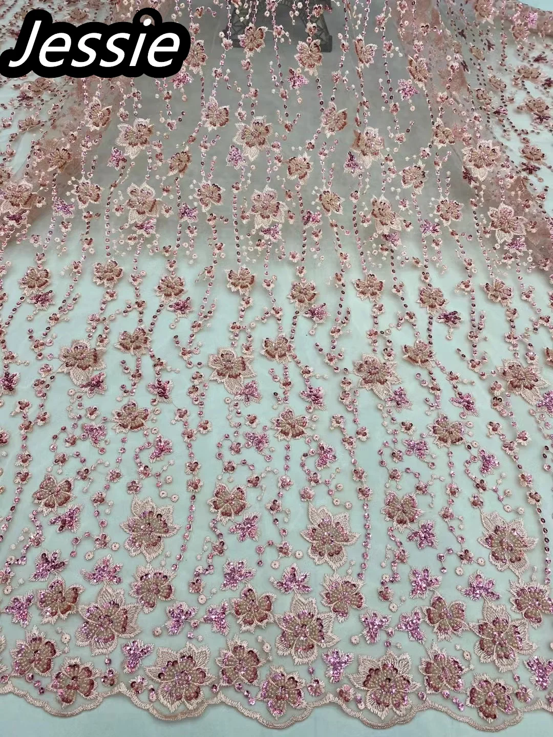 

20203 French New Fashion Simple Retro Small Fresh Blue Floral Lace Mesh Embroidery Evening Dress Fabric