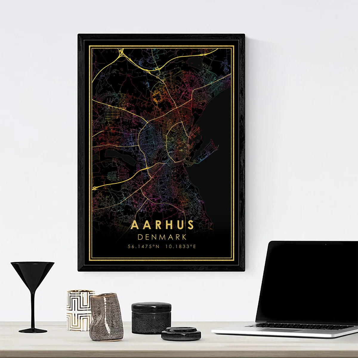 Виборг Копенгаген Орхус золотые дороги Радужная Карта города печать Дания