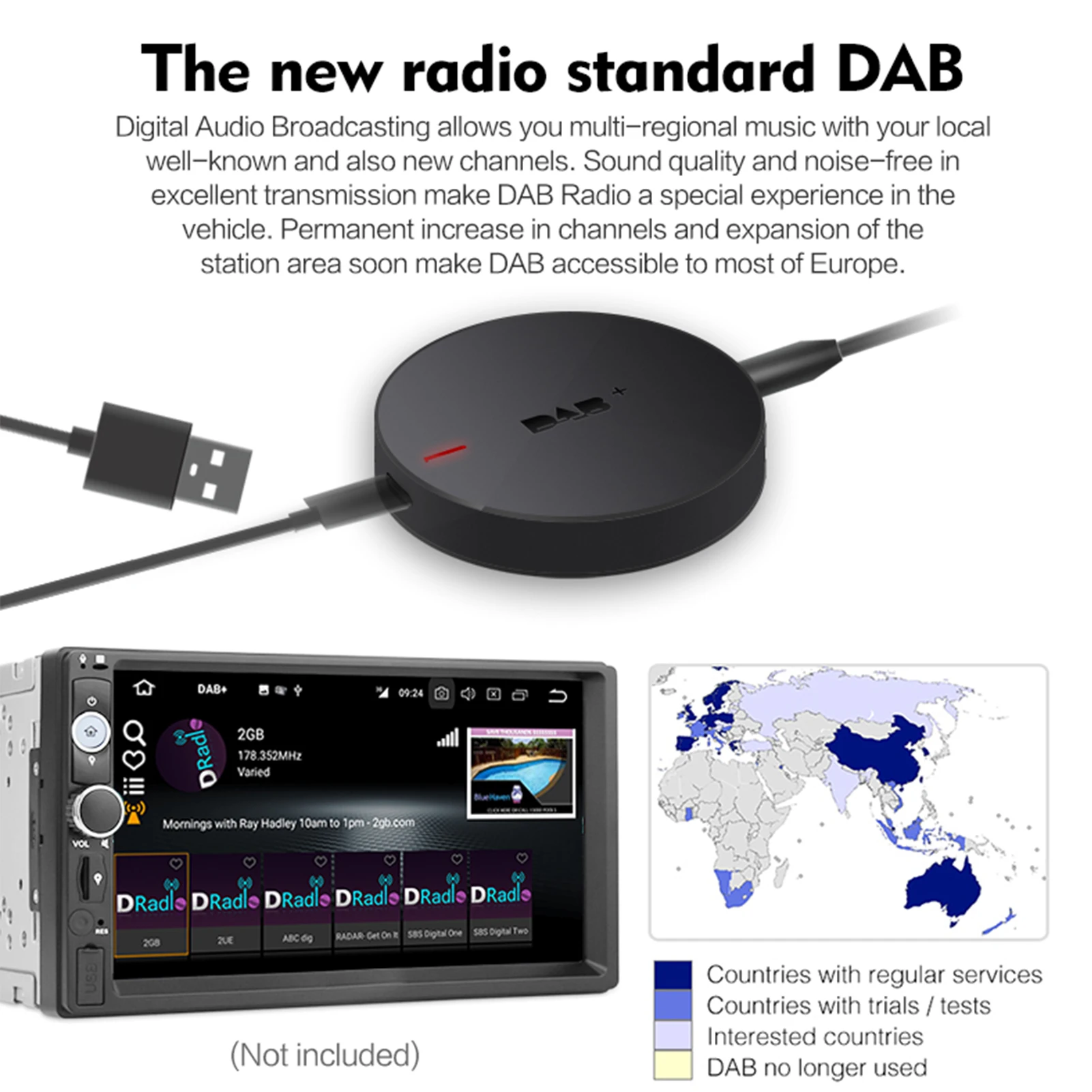 Car Radio Aerial Antenna Radio Receiver Digital Audio Broadcasting DAB + Box Radio Receiver Adapter For Android Radio Receive