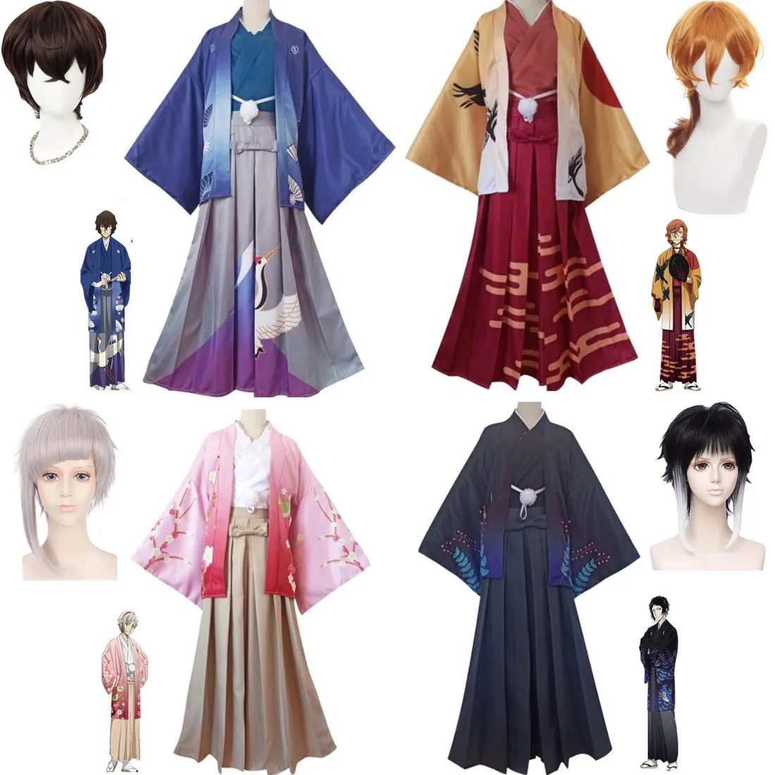 

Anime Dazai Osamu Nakahara Chuuya Nakajima Atsushi Ryunosuke Akutagawa Bungo Stray Dogs Cosplay Costume Man Woman Kimono Suit