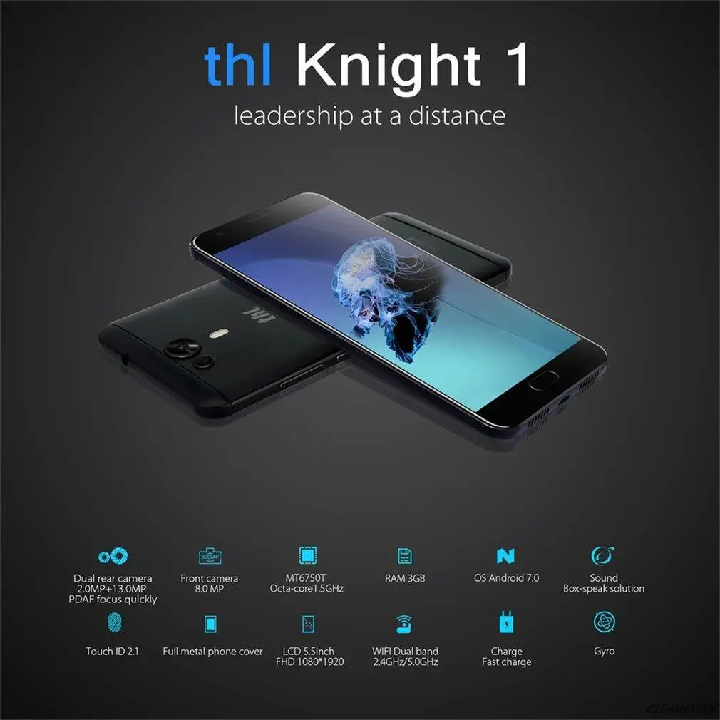 

THL-knight1 3GB+32GB 5.5inch HD Octa-core 1.5 GHz Fingerprint Dual Camera Metal Cover 3D-sensor Luxury Cell Phone UK Plug