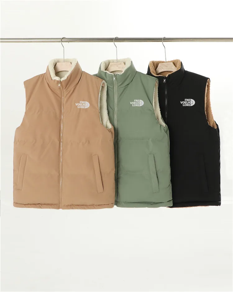 

New Golf Household Collar Lambskin Vest Men's And Women's Winter Double-sided Sleeveless Vest Waistcoat Warm Jacket