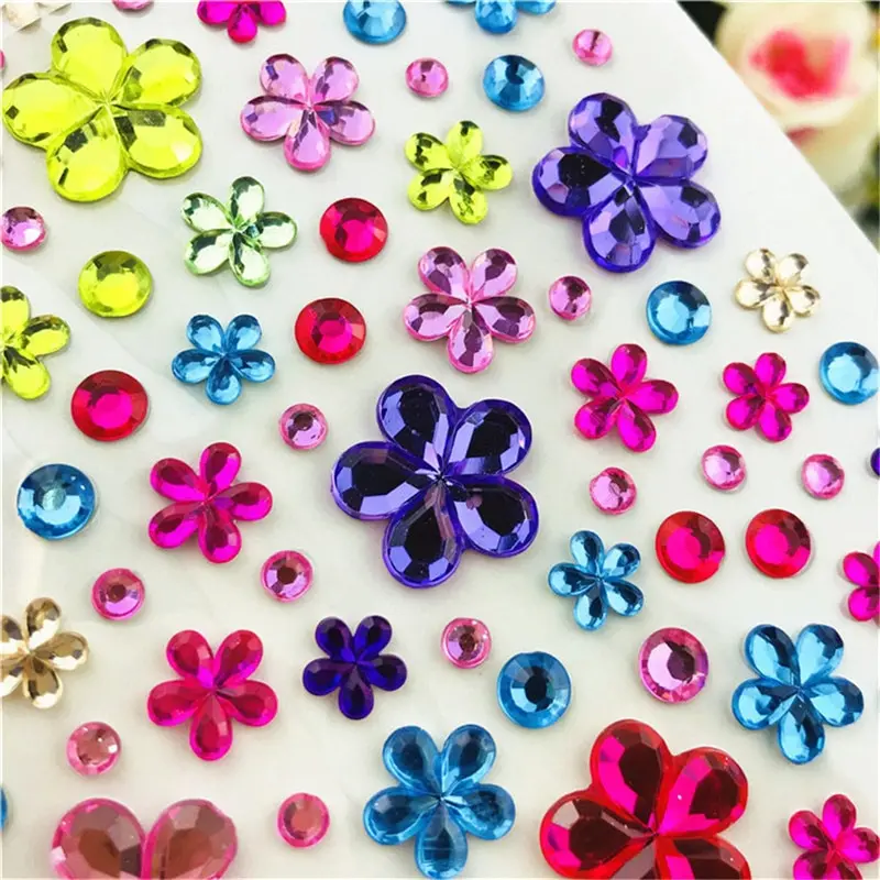 

Self Adhesive Glitter Flower Crystal Gems Jewel Diamond Sticker Rhinestone Strip Scrapbooking DIY Decal Color Sent Randomly