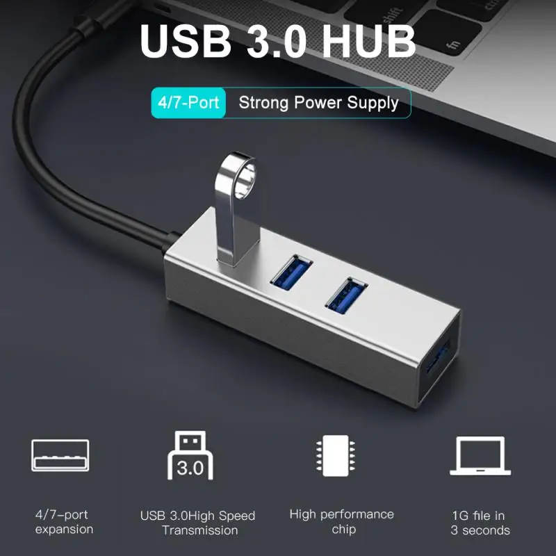 

2023 New Portable One To Four Docking Station Aluminum Alloy 4-Port Docking Station USB3.0 High Speed Hub Overcurrent Protection