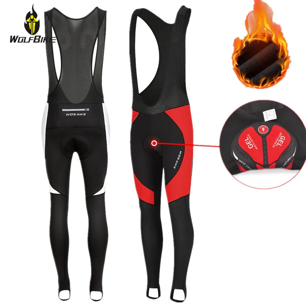 

WOSAWE Winter Fleece Thermal Men MTB Bike Pants Bib Short Gel Padded Mountain Bicycle Wear Baggy Cycling Tight Trousers Clothing