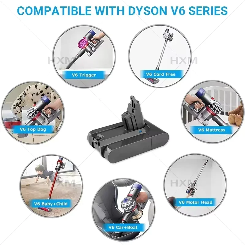 Фото Аккумулятор 21.6V 12800mAh для Dyson V6, замена для моделей DC62, DC59, DC58, SV03, SV04, SV09, V6 Animal, Motorhead, V6 Slim, Absolute Vacuum №4