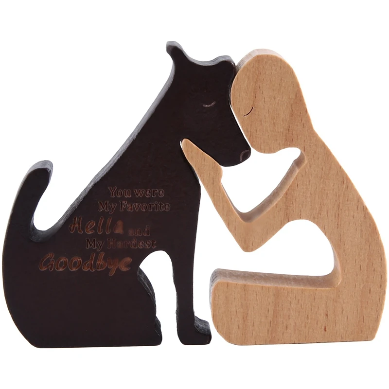 Деревянная семейная статуя собаки украшения ручной работы деревянное украшение