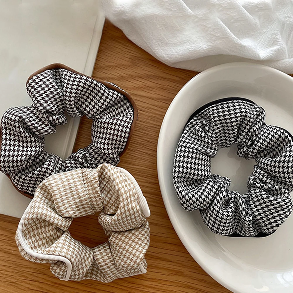 

Sweet Houndstooth Plaid Scrunchies Women Elastic Hair Bands Ponytail Holder Rubber Band Elegant Cloth Hair Rope Hair Accessory