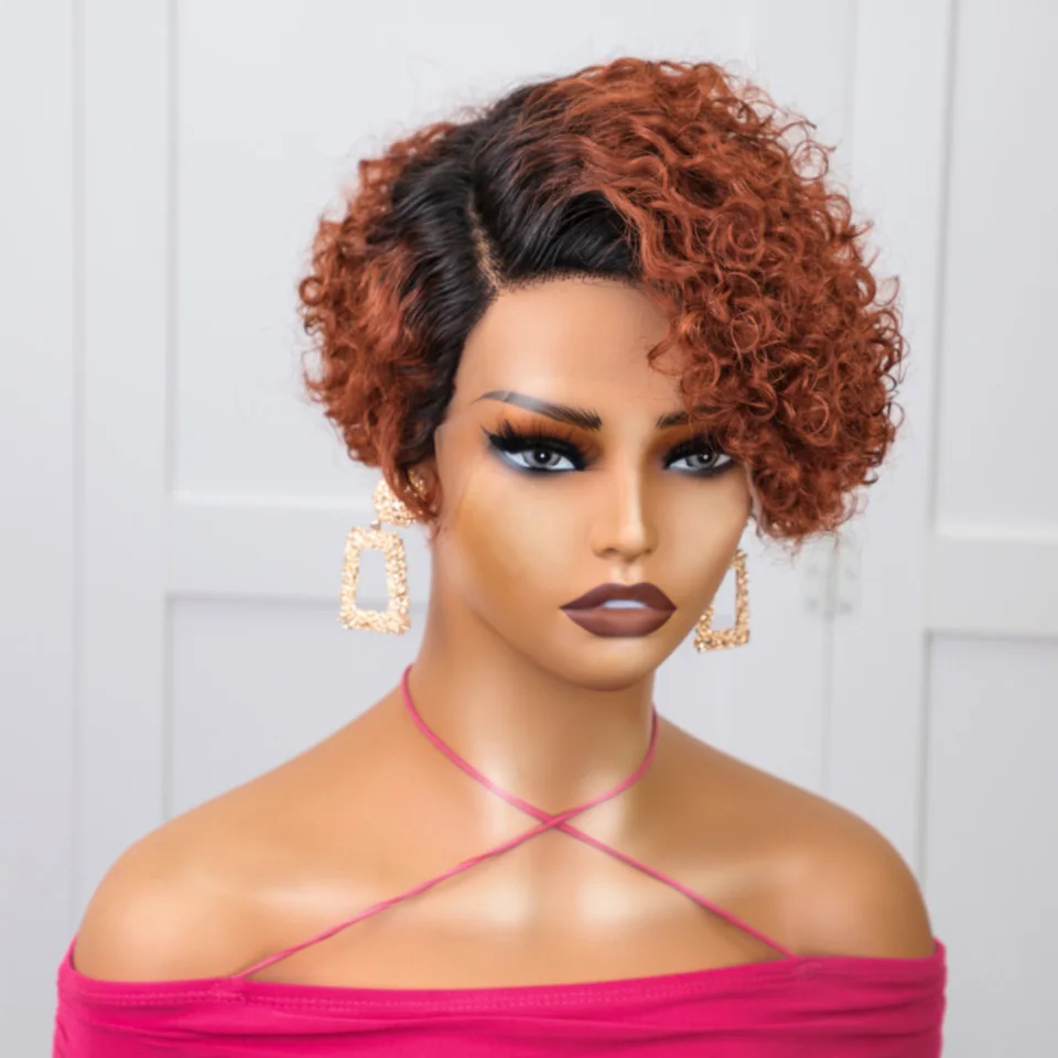 Короткий парик Боб вырез Фея вьющиеся человеческие волосы парики 13x 1 кружевной