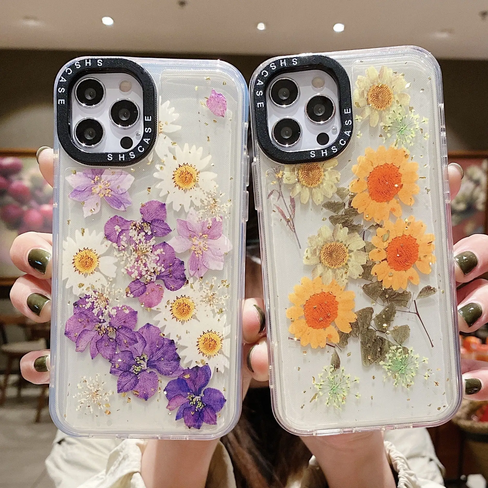 

For iPhone 13 12 11 Pro Max X XR XS Cute Flowers Clear Phone Case for Girls Women,Shockproof Floral Pattern Hard Back Cover