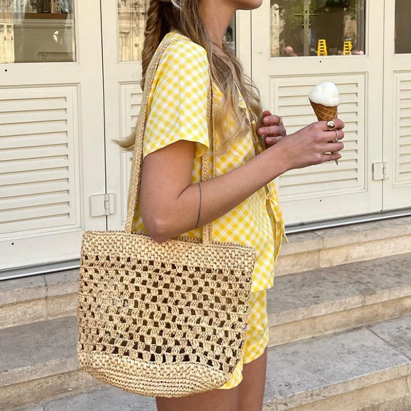 Женский пляжный комплект в стиле бохо Клетчатая блузка с коротким рукавом и