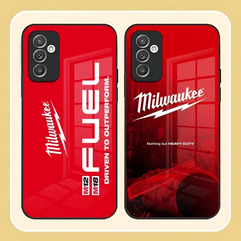 Чехол для телефона Milwaukees Tool для Samsung S23 S20 S21 S30 S22 S8 S9 S10E Note 20 10 Pro Ultra Plus, стеклянная дизайнерская задняя крышка