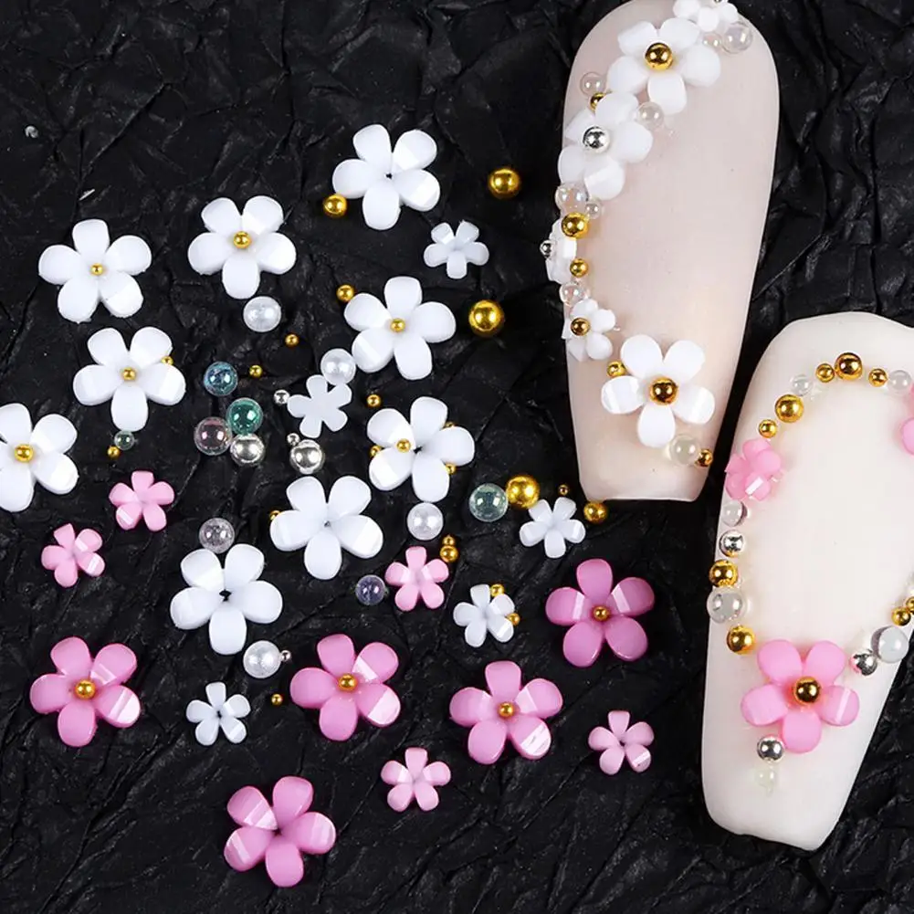 

6 Grids Manicure Decoration Stylish Compact Resin Five Petal Flower Nail Art Jewelry for Phone Case