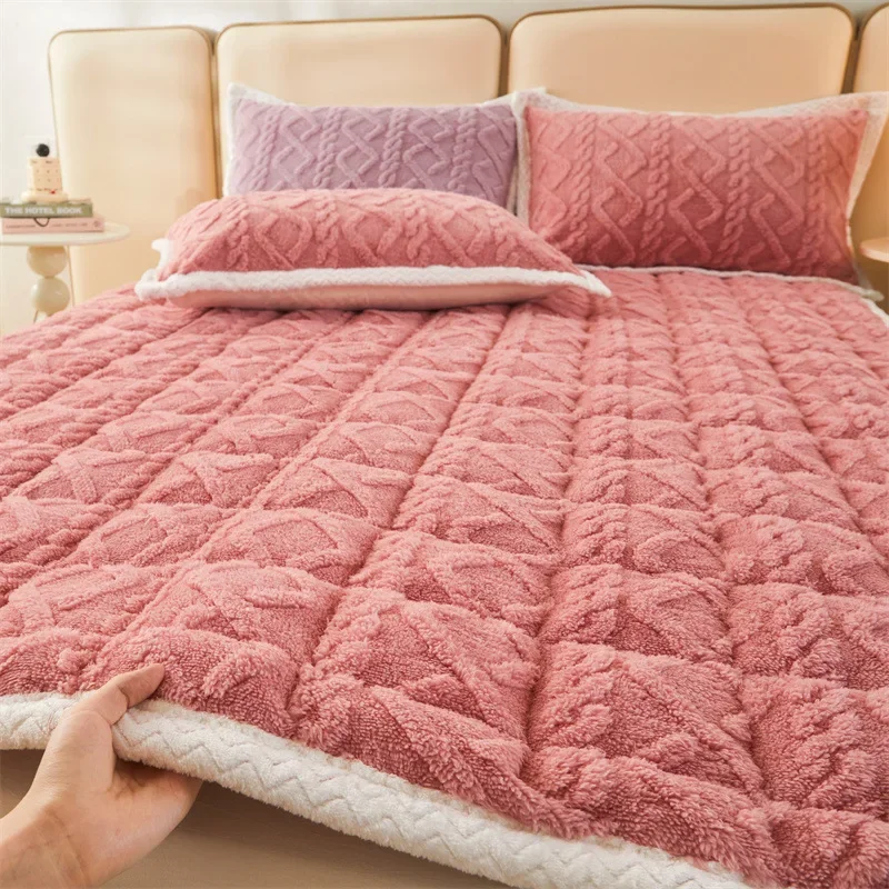 Стеганый матрас для зимы толстое теплое Флисовое одеяло кровати однотонные