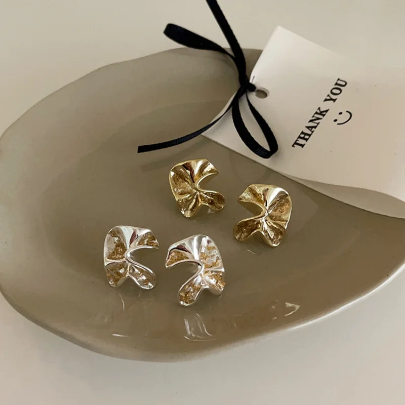 

Minar Personality Gold Silver Color Metallic Irregular Earring for Women Shiny Flake Geometric Dangle Earrings Wedding Jewelry
