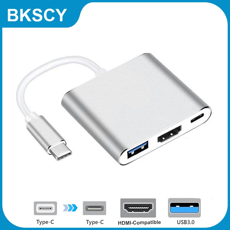 Фото Многопортовый USB-концентратор Type-C с поддержкой 4K HDMI и зарядкой USB-C PD, кабель-адаптер USB 3.1 для Macbook Air Pro XPS 13 15 №1