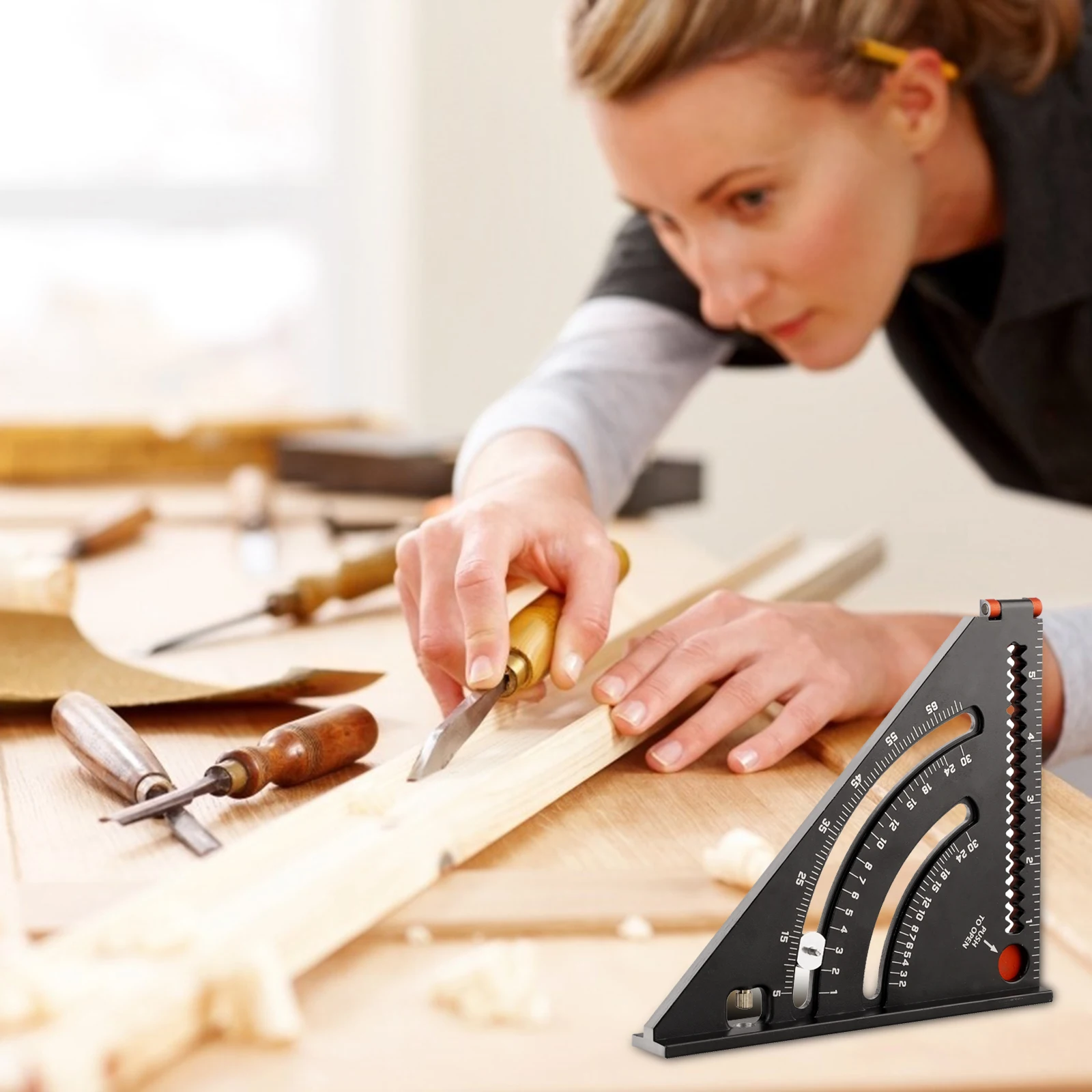 

Треугольная пластина измерительный инструмент линейка позиционирования Угол Складывания для дома DIY принадлежности магнит фиксированный ...