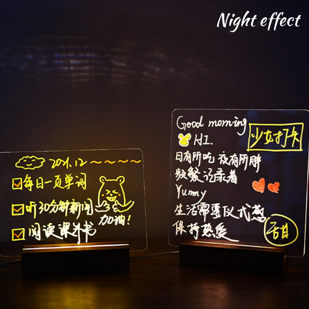 

Доска для объявлений, акриловый стол для спальни, ночник для письма, украшение, праздничный перезаписываемый светильник, художественный ст...