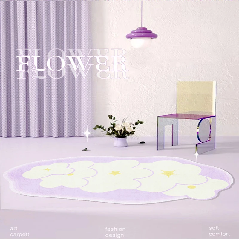 

Мягкий Нескользящий ковер для девичьей комнаты, с мультяшным цветочным принтом