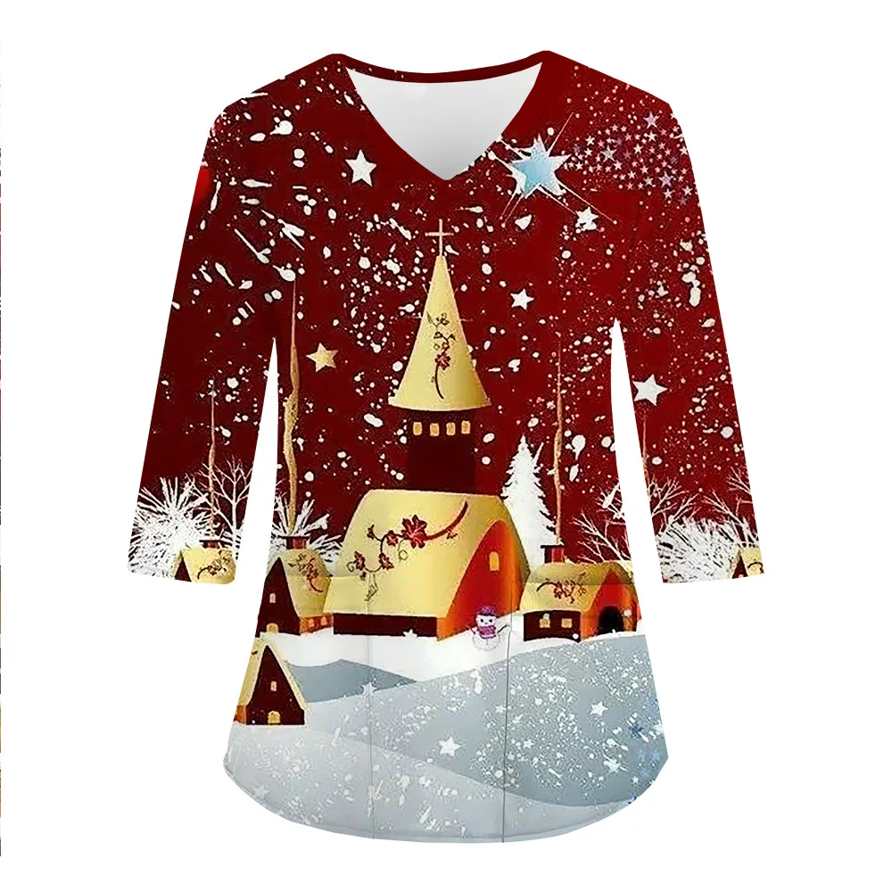 Новинка 2025 года рождественская медицинская форма праздничный принт Санта-Клауса