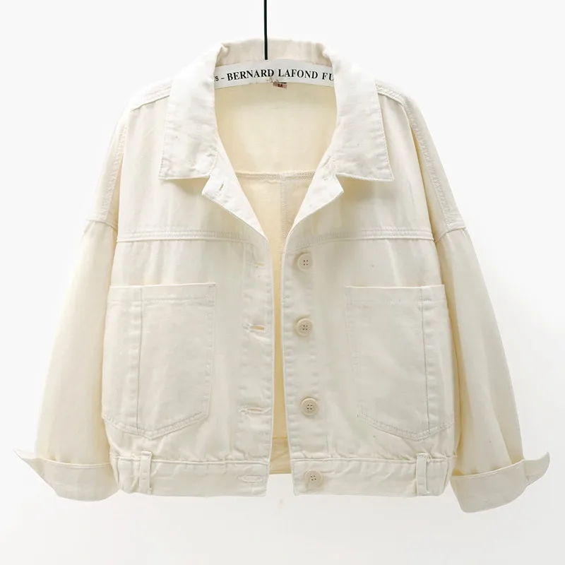 

Модная демисезонная новая джинсовая куртка для женщин, Корейская дикая джинсовая куртка с большими карманами сзади и пуговицами сзади, Пов...