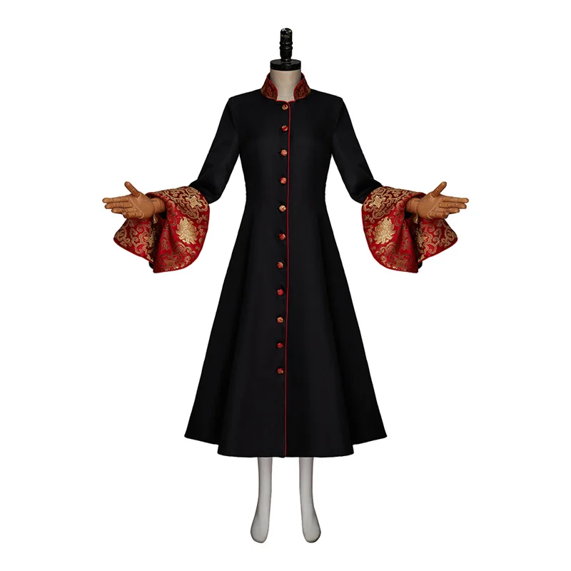 

Medieval Louvre Sleeve Roman Priest Red Black Robe Costume Clergy Cassock Women Bustle Ritual