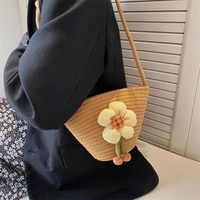 womens bag cute flower straw bag 2022 new fresh and sweet messenger bag pastoral lady shoulder bag