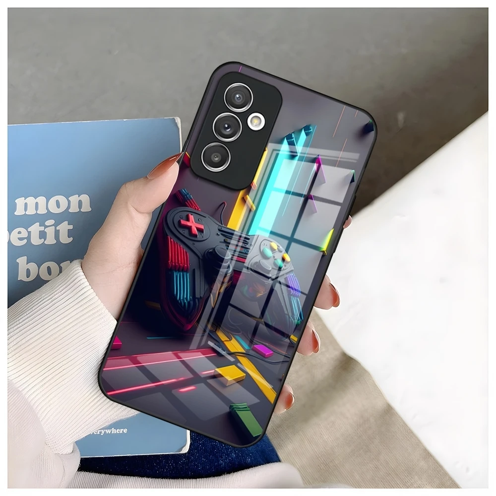 Игровой чехол для телефона Samsung S24 Ultra S23 S22 S20 Fe S21 Plus Galaxy A54 A34 A24 A53 M54 Note 20 стеклянный